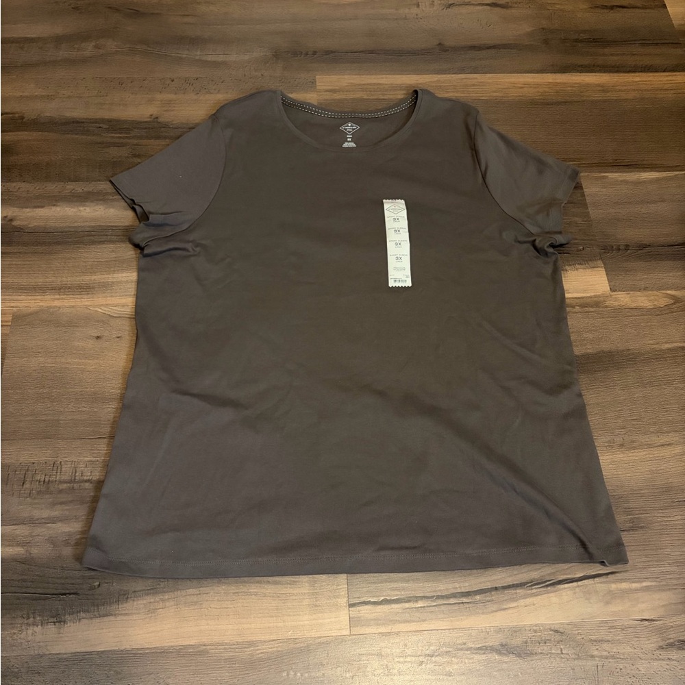 Womens St. John's Bay Charcoal Short Sleeve Tee Size 3X